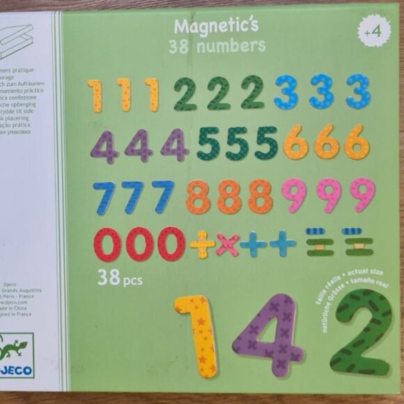 🌟 New Sealed WOODEN  Djeco 🧲Magnetic Numbers – 38 pcs  Ages 4+ 🎨 - Picture 9 of 10